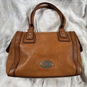 Fossil Marlow Pebbled Leather Satchel in Chestnut